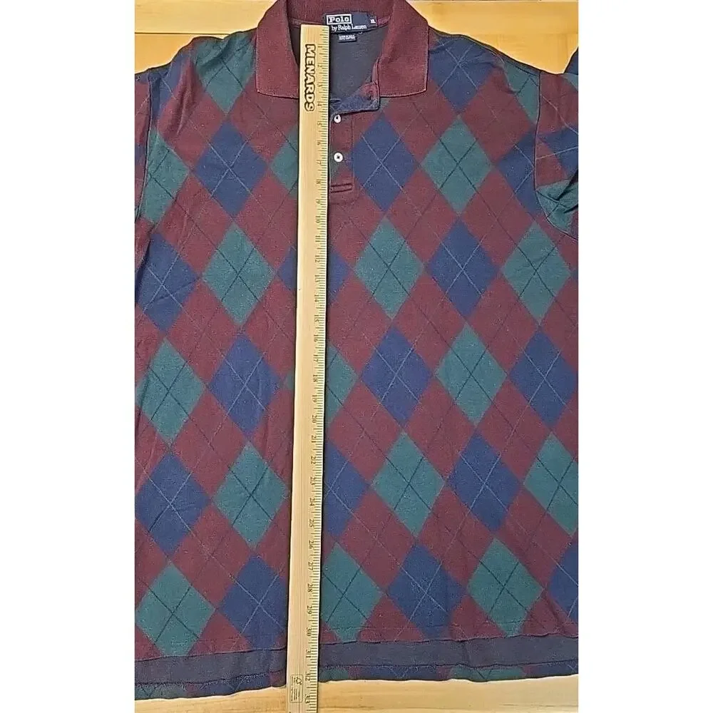 Vintage Polo Ralph Lauren Polo Shirt Mens Size XL Argyle Diamond Made in USA